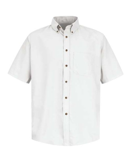 Red Kap SP80T Men's Tall Poplin Short Sleeve Dress Shirt – 4.25 oz. 65/35 Touchtex, Wood-Tone | Tall Sizes