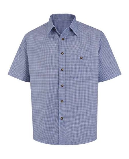 Red Kap SP84T Men's Tall Mini-Plaid Uniform Short Sleeve Shirt – 3.5 oz. 65/35 Poplin | Tall Sizes