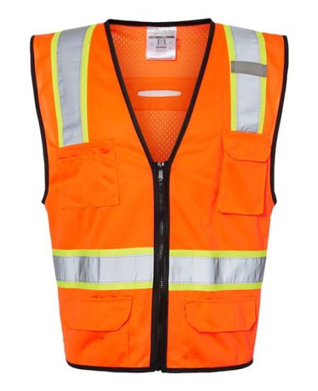 Kishigo 1580-1581 Unisex 6 Pocket Contrast Class 2 Vest – Unisex Safety Vest | S/M–4/5XL (dual sizes) | ANSI/ISEA 107-2015/2020 Type R Class 2