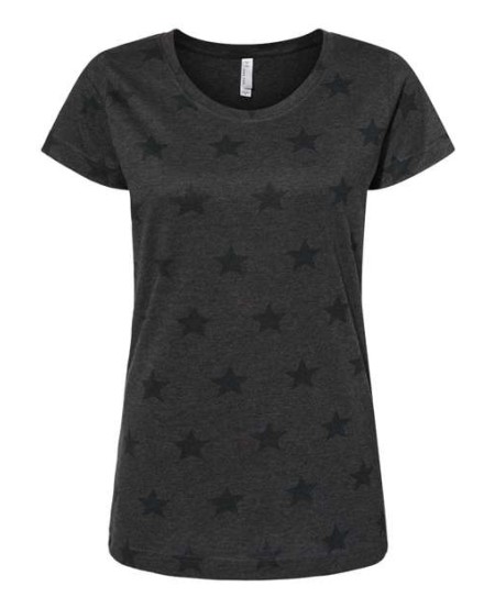 Code Five 3629 Women's Star Print Scoop Neck Tee - 4.5 oz. 60/40 Combed Ring-Spun Cotton/Polyester Vintage Fine Jersey Women's Star Print Scoop Neck | S-2XL