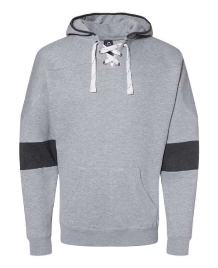 J. America 8832 Men's Sport Lace Colorblocked Fleece Hooded Sweatshirt – 10 oz. Men's pullover hoodie | XXS–2XL
