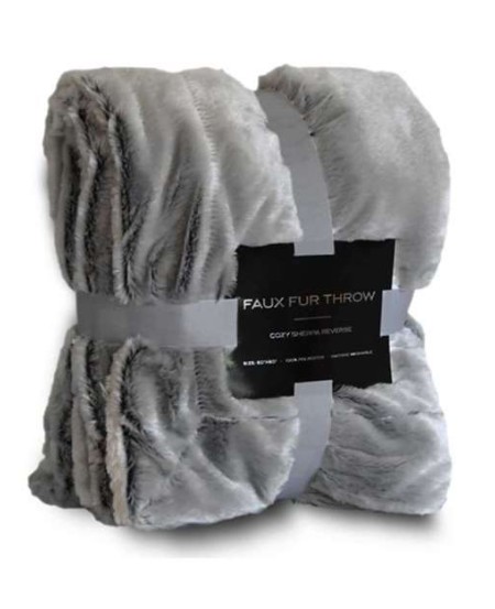 Alpine Fleece 8730 Faux Fur Throw Blanket – 100% Polyester Faux Chinchilla / Faux Sherpa 50