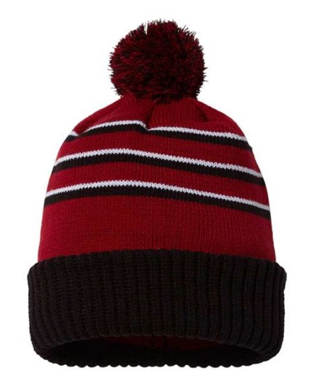 Richardson 134 Pom Cuffed Beanie - 100% Acrylic, Pom on Top, Solid Cuff, 12