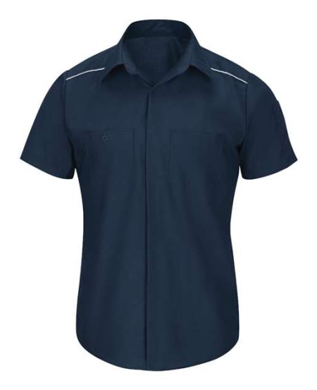 Red Kap SP4A Men's Short Sleeve Pro Airflow Work Shirt – 4.25 oz. Poplin + 4.2 oz. Mesh Back, 74% More Breathable