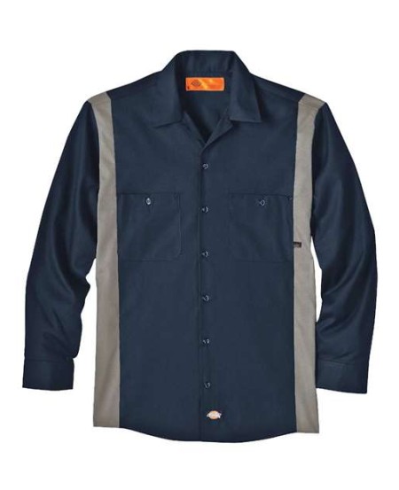Dickies 5524T Men’s Tall Industrial Colorblocked Long Sleeve Shirt – 4.25 oz. 65/35 Polyester/Cotton Permanent Press Poplin | Tall