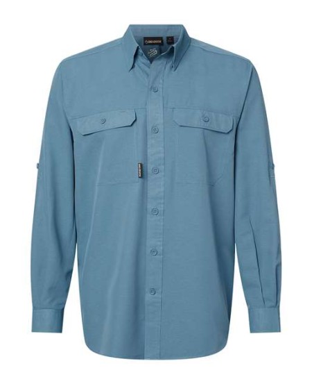 DRI DUCK 4441 Men’s Crossroad Woven Long Sleeve Shirt – 2.8 oz. 100% Polyester Two-Tone Dobby | UPF 50+ | DWR | Convertible Sleeves