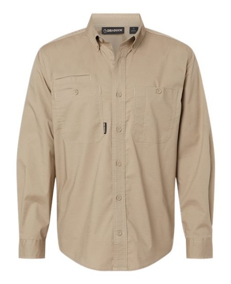 DRI DUCK 4450 Men’s Craftsman Woven Long Sleeve Shirt – 4.1 oz. 58/40/2 Cotton/Polyester/Spandex Ripstop | Garment Washed | 2-Way Stretch