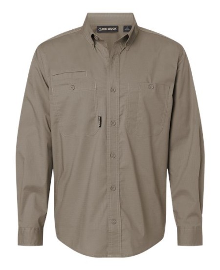 DRI DUCK 4450T Men’s Tall Craftsman Woven Long Sleeve Shirt – 4.1 oz. 58/40/2 Cotton/Polyester/Spandex Ripstop | Garment Washed | Tall