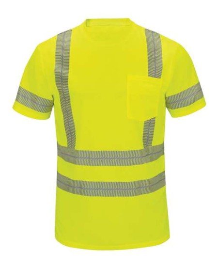Red Kap SVY4T Men's Tall High Visibility Short Sleeve T-Shirt – 4 oz. 100% Polyester Birdseye Mesh Hi-Vis | Tall Sizes
