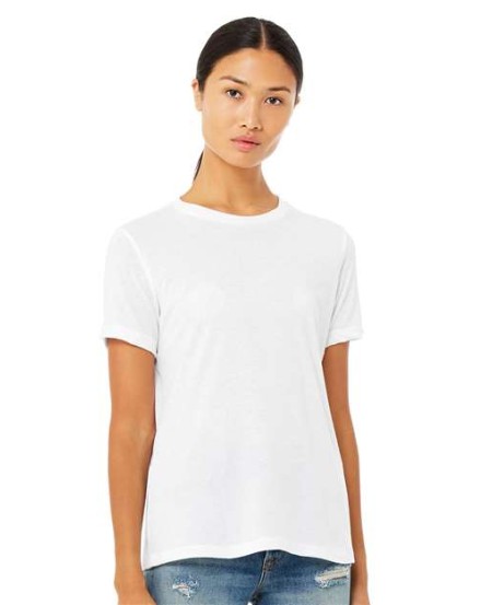 BELLA CANVAS 6400CVC Women's Relaxed Heather CVC Short Sleeve Tee – 4.2 oz. 52/48 Airlume Cotton/Poly CVC Heather Relaxed-Fit Women's Tee