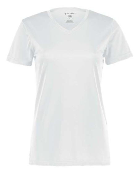 Holloway 222820 Women's Momentum V-Neck T-Shirt – 4.1 oz. 100% Polyester Dry-Excel UPF 30+ Odor-Resistant Ladies' Tee | S–3XL