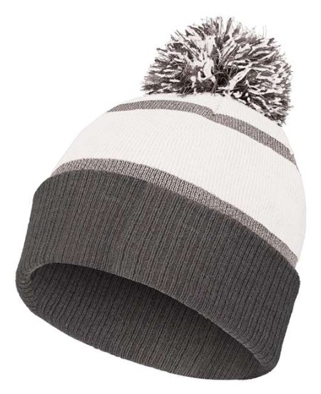 Holloway 223816 8½ Reflective Knit Beanie – Two-Layer 100% Acrylic Knit Beanie with Reflective Stripes and Pom | One Size