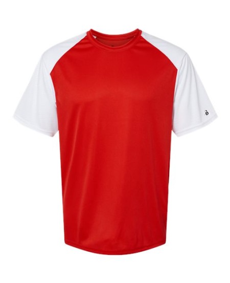 Badger 4230 Men's Breakout T-Shirt – 3.5 oz. 100% Polyester Contrast Textured Shoulder Athletic Tee | XS–4XL