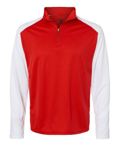Badger 4231 Men's Breakout Quarter-Zip Pullover – 100% Polyester Contrast Textured Shoulder Pullover | XS–4XL