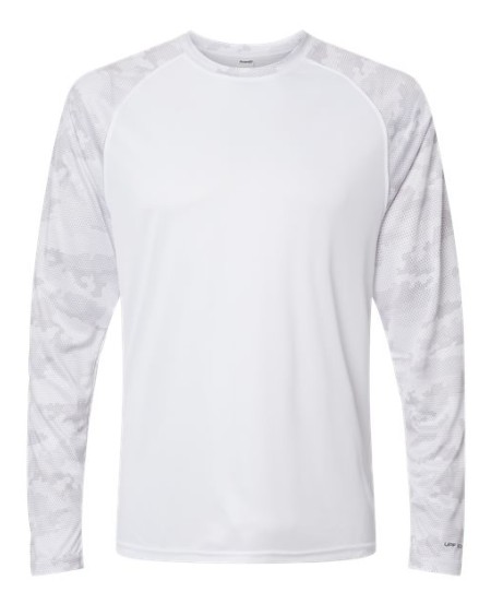 Paragon 216 Cayman Unisex Camo Colorblocked Long Sleeve T-Shirt – 3.5 oz. Microfiber UPF 50+ Raglan Tee | XS–4XL