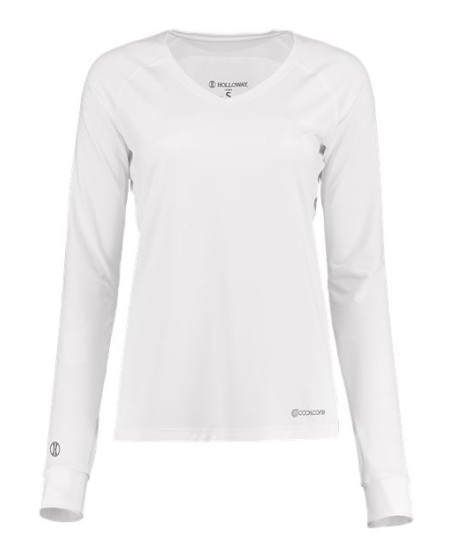 Holloway 222770 Women's Electrify CoolCore Long Sleeve V-Neck T-Shirt – 4.25 oz. 87/13 Poly/Elastane Heathered UPF 50+ Long Sleeve