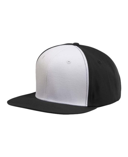 Big Accessories BA516 Flat Bill Cap – 100% Cotton Twill | 6-Panel Structured High-Profile | Flat Bill with 8-Row Stitching | Plastic Closure | One Size