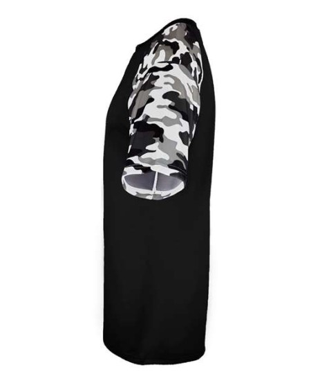 Badger 2141 Youth Camo Sport T-Shirt – 3.5 oz. 100% Polyester Moisture-Management Youth Performance Tee with Sublimated Camo Shoulder Panels | XS–XL