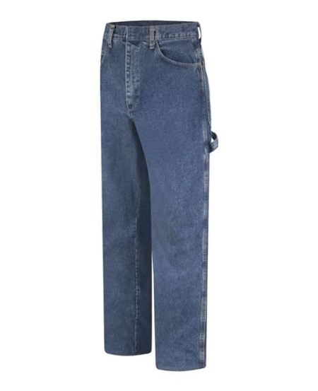Bulwark PEJ8 Men's FR Pre-Washed Denim Dungaree Pant – EXCEL FR 14.75 oz. 100% Cotton | ATPV 21 cal/cm² CAT 2