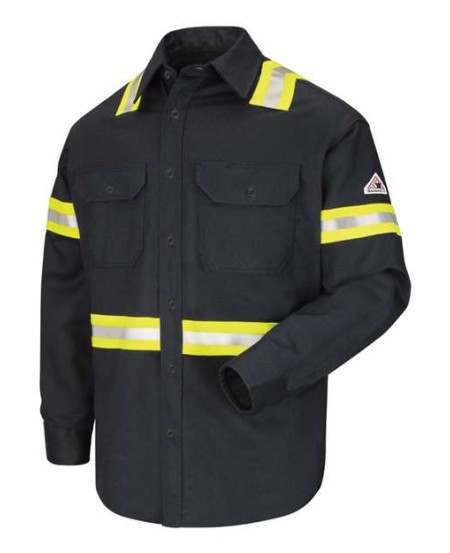 Bulwark SLDTT Men's Tall Enhanced Visibility FR Uniform Shirt – EXCEL FR ComforTouch 7 oz. | ATPV 8.6 CAT 2 Tall