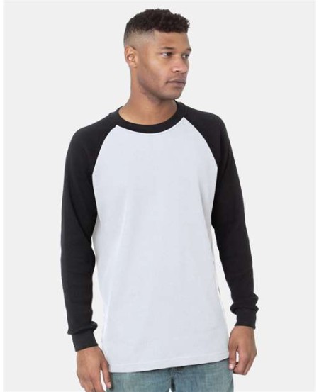 Bayside 8211 Men's USA-Made Heavyweight Waffle Knit Thermal Raglan T-Shirt – 7.5 oz. 100% Combed Ring-Spun Cotton Raglan Thermal | S–3XL