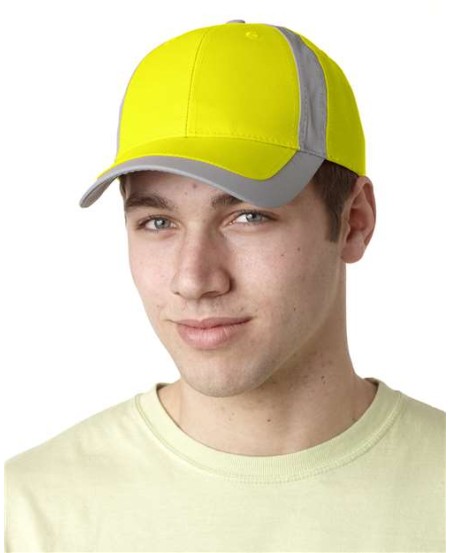 Adams Headwear RF102 Reflector Safety Cap – 6-Panel Structured Mid-Profile High-Visibility Cap with Reflective Inserts | One Size