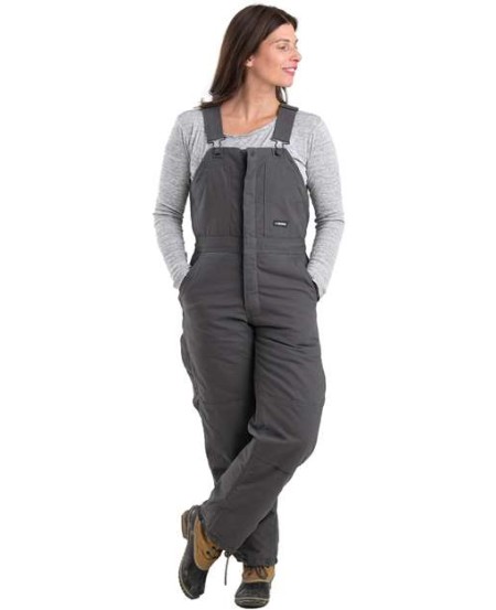 Berne Apparel WB515 Women's Softstone Duck Insulated Bib Overall – 10 oz. 100% Cotton Sanded Duck with Medium-Weight Insulation | Women's-Specific Fit | Full-Length Leg Zipper
