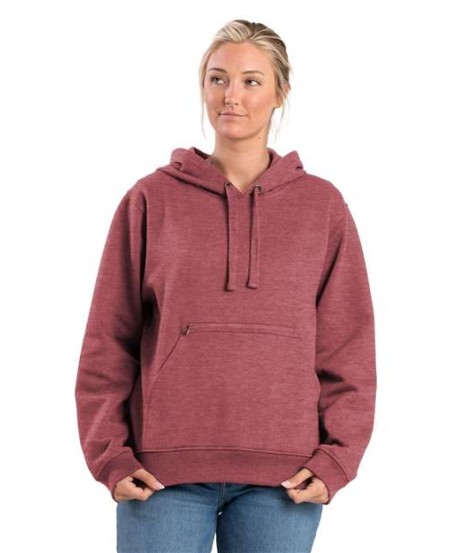 Berne Apparel WSP418 Women's Heritage Zippered Pocket Hooded Sweatshirt – 9 oz. 52/48 Cotton/Poly Fleece Pullover Hoodie | Concealed Zipper Pouch Pocket | Women's Fit