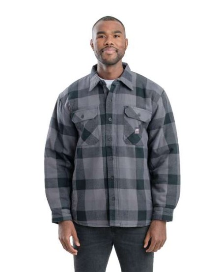 Berne Apparel SH69T Men's Tall Timber Flannel Shirt Jacket – 7 oz. 100% Cotton Yarn-Dyed Flannel with Medium-Weight Quilt-Lined Taffeta | Tall Sizing | Button Front