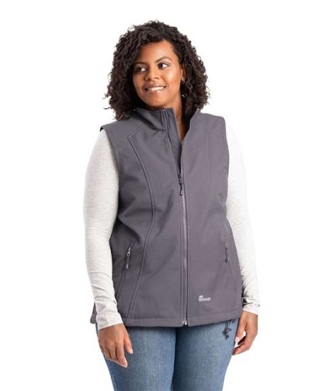 Berne Apparel WVS303 Women's Highland Soft Shell Vest – 9.7 oz. 100% Polyester Softshell Bonded to Polyester Ripstop Fleece | Water-Resistant, Wind-Resistant, Breathable