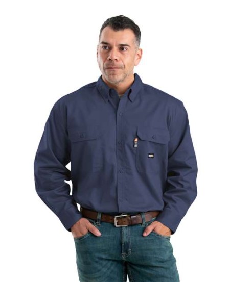 Berne Apparel FRSH10 Men's Flame-Resistant Button-Down Work Shirt – 7 oz. 88/12 Cotton/Nylon FR Twill Men's FR Button-Down Work Shirt | ASTM F1506, NFPA 70E, NFPA 2112, OSHA 1910.269
