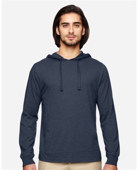econscious EC1085 Unisex Eco Jersey Pullover Hooded Long Sleeve T-Shirt – 4.25 oz. 60/40 Organic Cotton/Recycled Polyester | 1x1 Cotton/Spandex Rib | Drawstring Hood | Pouch Pocket