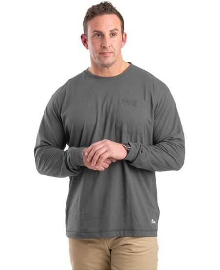 Berne Apparel BSM39T Men's Tall Performance Long Sleeve Pocket T-Shirt – 4.2 oz. 60/40 Cotton/Poly Men's Tall Long-Sleeve Performance Pocket Tee | Moisture-Wicking, Rib-Knit Cuffs | Tall Sizing