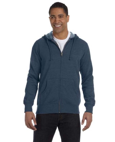 econscious EC5680 Unisex Heathered Full-Zip Hooded Sweatshirt – 7 oz. 55/45 Organic Cotton/Recycled Polyester Heathered Fleece | YKK Brass Zipper | Drawstring | 2x1 Cotton/Spandex Rib