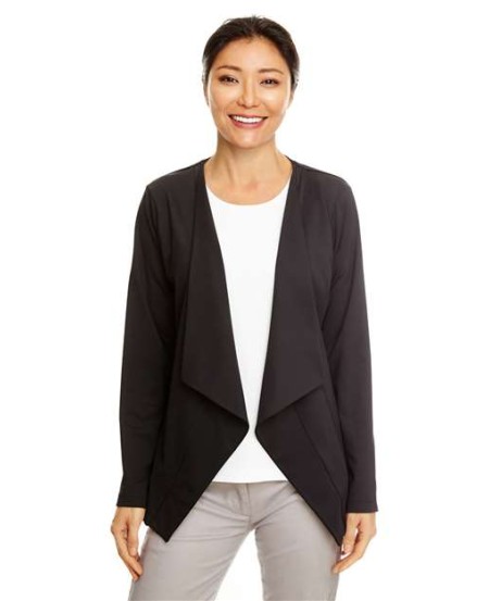 Devon & Jones DP465W Perfect Fit™ Draped Open Cardigan Blazer – Women’s 7.1 oz. Polyester/Spandex Interlock | XS–3XL