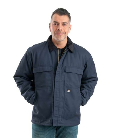 Berne Apparel CH414 Men's Heritage Twill Chore Jacket – 7.5 oz. 65/35 Poly/Cotton Perm-Press Twill Men's Chore Jacket | Optional Hood Snaps, Pleated Action Back, Brass Zipper