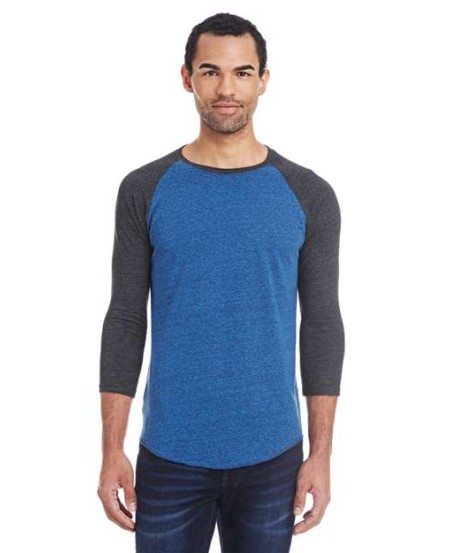 Threadfast Apparel 302G Unisex Triblend Three-Quarter Sleeve Raglan T-Shirt – 4.2 oz. 50/38/12 Recycled Poly/Cotton/Rayon | XS–3XL