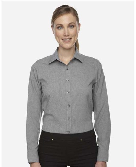 North End 78802 Women's Mélange Performance Shirt – 2.9 oz. 100% Polyester Mechanical Stretch Two-Tone Mélange Woven Shirt | XS–3XL