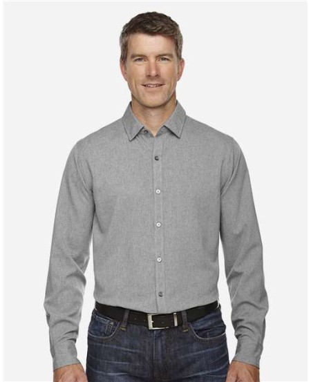 North End 88802 Men's Mélange Performance Shirt – 2.9 oz. 100% Polyester Mechanical Stretch, Hidden Button-Down Collar
