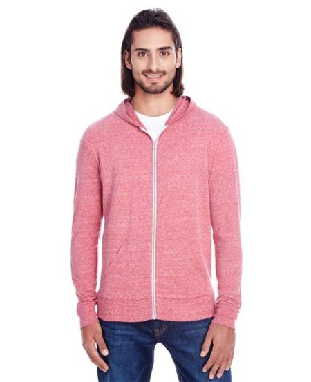 Threadfast Apparel 302Z Unisex Triblend Full-Zip Lightweight Hooded Sweatshirt – 4.1 oz. Triblend | XS–2XL