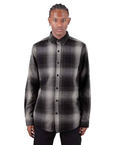 Shaka Wear SHHFS Plaid Flannel Overshirt - 5.9 oz. 60/40 Cotton/Poly Heavy Knit Soft Peach Wash OEKO-TEX | S-5XL
