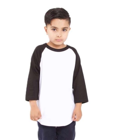 Shaka Wear SHRAGY Youth Three-Quarter Sleeve Raglan - 6 oz. 100% USA Cotton 18 Singles Contrast Raglan | Youth XXS-XL