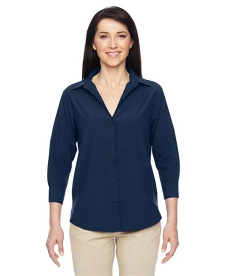 Harriton M610W Women's Paradise Three-Quarter Pullover Sleeve Performance Shirt – 2.36 oz. 100% Polyester | Multiple Sizes