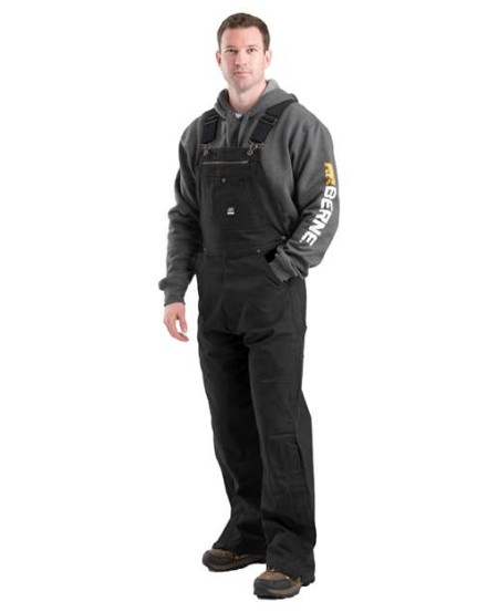 Berne Apparel B1068 Men's Acre Unlined Washed Bib Overall – 12 oz. 100% Cotton Sanded Duck Washed Unlined Work Bib Overall | Covered Zipper, Reinforced Knees