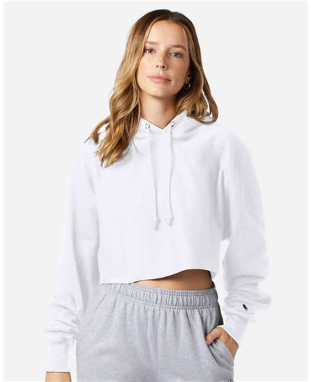 Champion RW01W Women’s Reverse Weave® Hooded Cropped Sweatshirt – 11.5 oz. 82/18 US Cotton/Polyester Cropped Reverse Weave Hoodie | XS–2XL