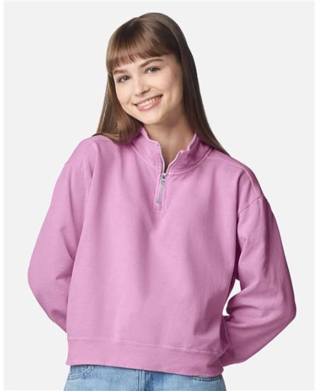 Comfort Colors 1580L Garment-Dyed Women's Mid-Length Quarter-Zip Sweatshirt – 9.5 oz. Cotton Fleece | S–2XL