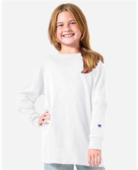 Champion CH1751 Youth Long Sleeve T-Shirt – 5.3 oz. 100% U.S. Cotton | Youth XS–XL