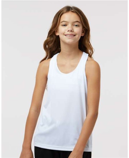 Badger 2166 Girls' B-Core Racerback Tank Top – 3.5 oz. 100% Polyester Moisture-Management Youth Girls Racerback Performance Tank | XS–XL