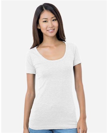 Bayside 3405 Women's USA-Made Scoop Neck T-Shirt – 4.2 oz. Combed Ring-Spun Cotton Fitted Scoop Neck Tee | XS–2XL