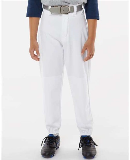 Alleson Athletic 605PY Youth Baseball Pants – 12 oz. Double Knit Polyester Elastic-Taper Belt-Loop Pant | XXS–XL